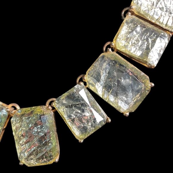 Statement Necklace Light Green Glass Crystals Chunky Chic Handmade Elegant Gift - Picture 4 of 7